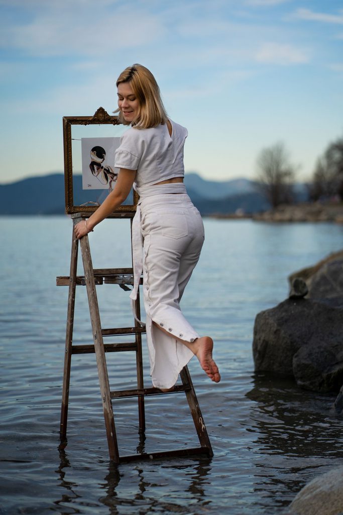 girl on a ladder