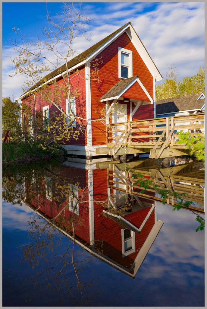 red house reflection