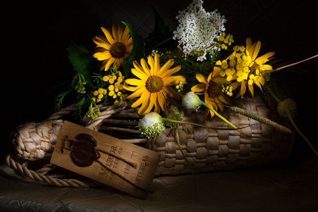 bottle and flowers